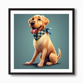 Pixar Poster Of Yellow Labrador Retriever With B Art Print