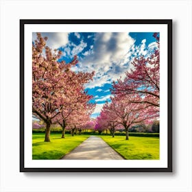 Cherry Blossoms In The Park Art Print