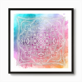 Abstract Mandala on Watercolor Background Art Print