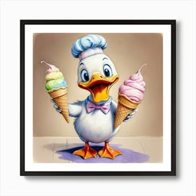 Duck With Ice Cream Cones Art Print