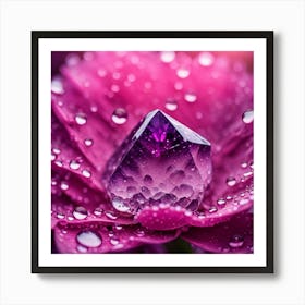 Water Drops On A Purple Flower Art Print