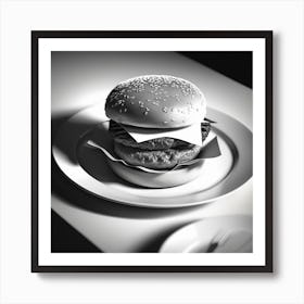 Black And White Burger Art Print