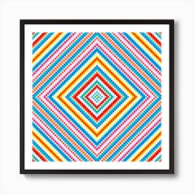 Simple Rainbow Chakra Mandala - Colorful - Romb - Folk Geometry Ornament Art Print