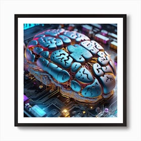 Brain On A Circuit Board 96 Art Print