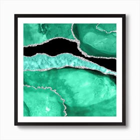 Seafoam & Silver Agate Texture 02 Art Print