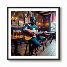 Captain America Playing Guitar 1 Art Print