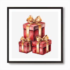 Watercolor Christmas Gift Boxes 8 Art Print