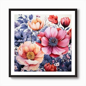 Watercolor Flowers 7 Art Print