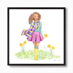 Girl with Daffodils 1 Art Print