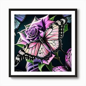 Butterfly And Roses Dreams Art Print