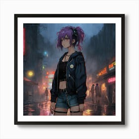 Anime Girl In Rain Affiche