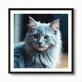 Grey Cat With Blue Eyes Art Print