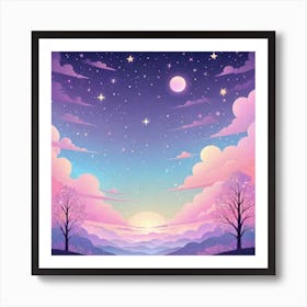 Sky With Twinkling Stars In Pastel Colors Square Composition 180 Art Print