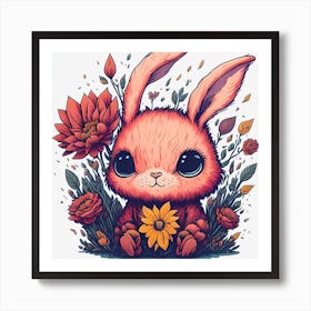 Bunny In Flowers Art Print