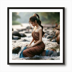 Thai Woman In Water 1 Art Print