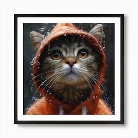 Cat In The Rain 1 Art Print