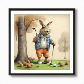 Bunny Golfer 1 Art Print