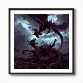 Dragons Fighting Art Print