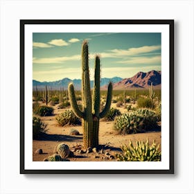 Leonardo Lightning Desert Cactus Photo Art 0 Art Print