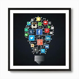 Social Media Light Bulb Art Print