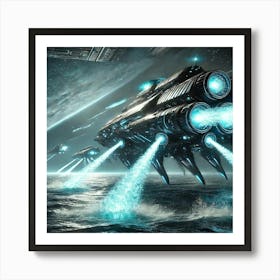 Cascade Sovereignty Scifi Aqua Bastion Cannons Art Print