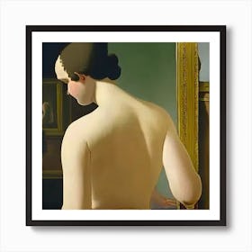 Naked woman looking at the mirror Art Print