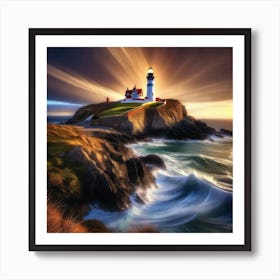 Lighthouse At Sunset 13 Art Print