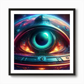 Firefly Alien Eye Reflecting A Ufo In Cosmic Wonder 6642 (2) Art Print