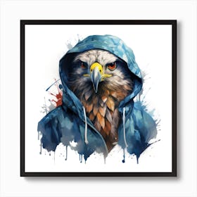 Watercolour Cartoon Falcon In A Hoodie Poster