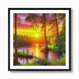 Sunset In The Forest 7 Art Print