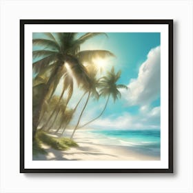 Palm Trees On The Beach Art Print