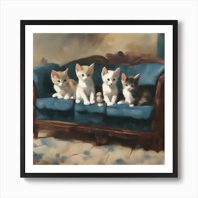 Kittens On The Couch Art Print