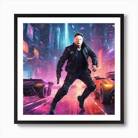 Futuristic Man In Futuristic City 3 Art Print