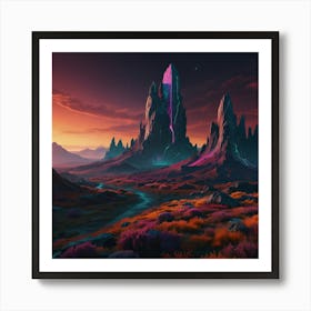 Landscape With Mountains Art Print