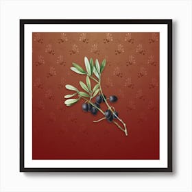 Vintage Olive Tree Botanical on Falu Red Pattern n.0812 Art Print