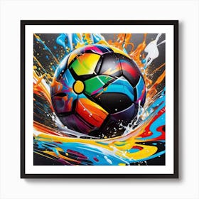 Soccer Ball Splash 1 Art Print
