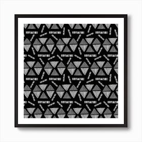 Tribal Triangles Shapes Gray Black Art Print