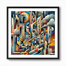 A mixture of modern abstract art, plastic art, surreal art, oil painting abstract painting art deco architecture 7 Art Print