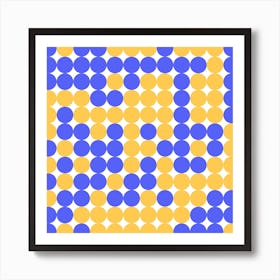 Blue And Yellow Dots Art Print