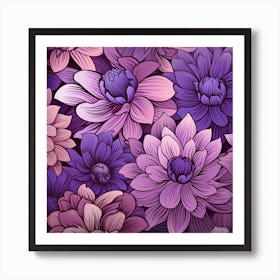 Purple Flowers Wallpaper Art Print