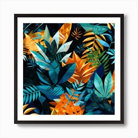 Tropical Leaves Seamless Pattern Art Print