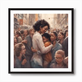 Woman Hugging A Child Art Print