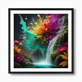 An Abstract Color Explosion 1, that bursts with vibrant hues and creates an uplifting atmosphere. Generated with AI,Art style_Waterbender,CFG Scale_3.0,Step Scale_50 Art Print