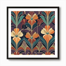 Deco Floral Pattern Vector Art Print