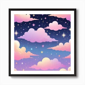 Sky With Twinkling Stars In Pastel Colors Square Composition 305 Art Print