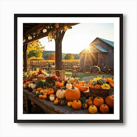 An Organic Farm During A Jubilant Fall Festival Apple And Pumpkin Decorations Adorn The Table A Co 2 1 Art Print