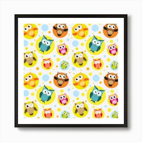 Owl Bird Cartoon Art Print