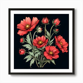 Red Cosmos 1 Art Print