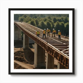 Construction Workers On A Bridge 2 Art Print