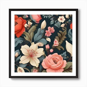 Floral Wallpaper 1 Art Print